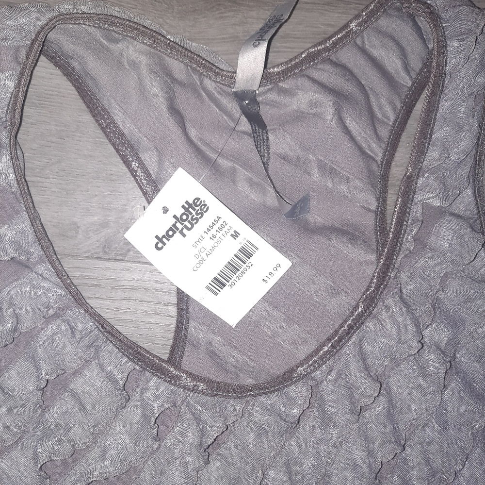 NWT Charlotte Russe Ruffle Racerback Tank Top - Picture 3 of 4